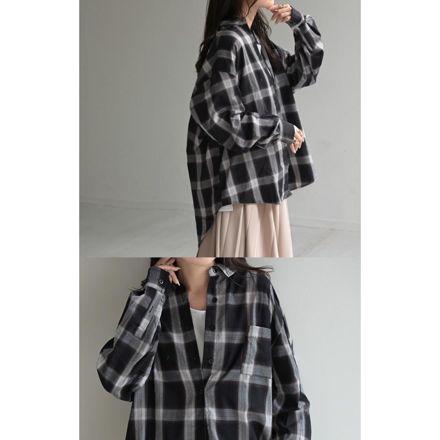 シャツ チェック柄 レディース トップス チェック チェックシャツ チェック柄シャツ 柄 ロング ブラウス | HUG.U | 22