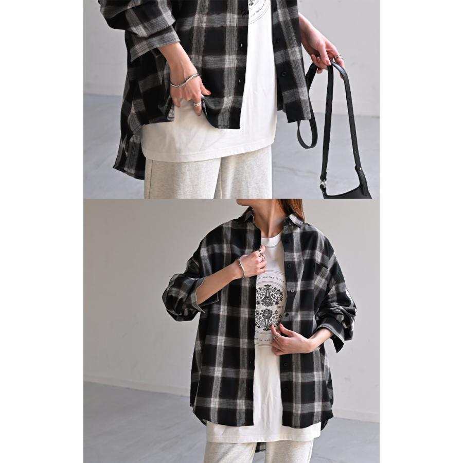 シャツ チェック柄 レディース トップス チェック チェックシャツ チェック柄シャツ 柄 ロング ブラウス | HUG.U | 23
