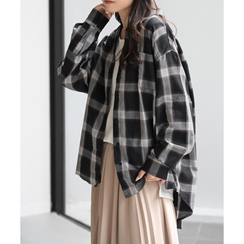 シャツ チェック柄 レディース トップス チェック チェックシャツ チェック柄シャツ 柄 ロング ブラウス | HUG.U | 06