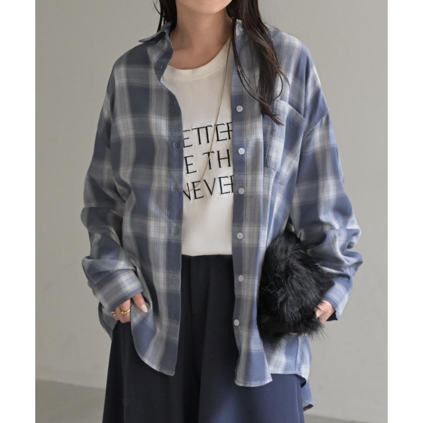 シャツ チェック柄 レディース トップス チェック チェックシャツ チェック柄シャツ 柄 ロング ブラウス | HUG.U | 08