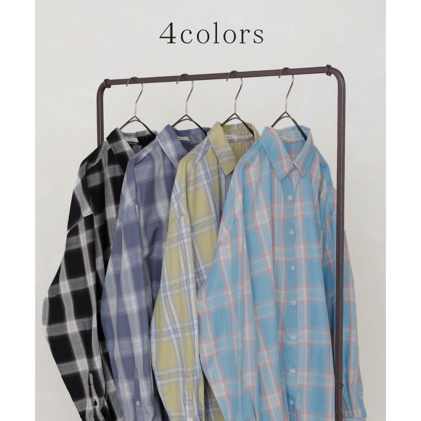 シャツ チェック柄 レディース トップス チェック チェックシャツ チェック柄シャツ 柄 ロング ブラウス | HUG.U | 09