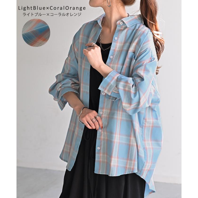 シャツ チェック柄 レディース トップス チェック チェックシャツ チェック柄シャツ 柄 ロング ブラウス | HUG.U | 10