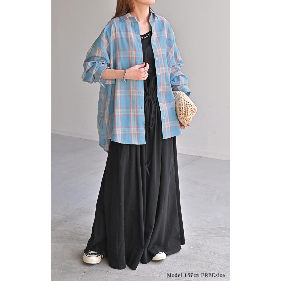 シャツ チェック柄 レディース トップス チェック チェックシャツ チェック柄シャツ 柄 ロング ブラウス | HUG.U | 11