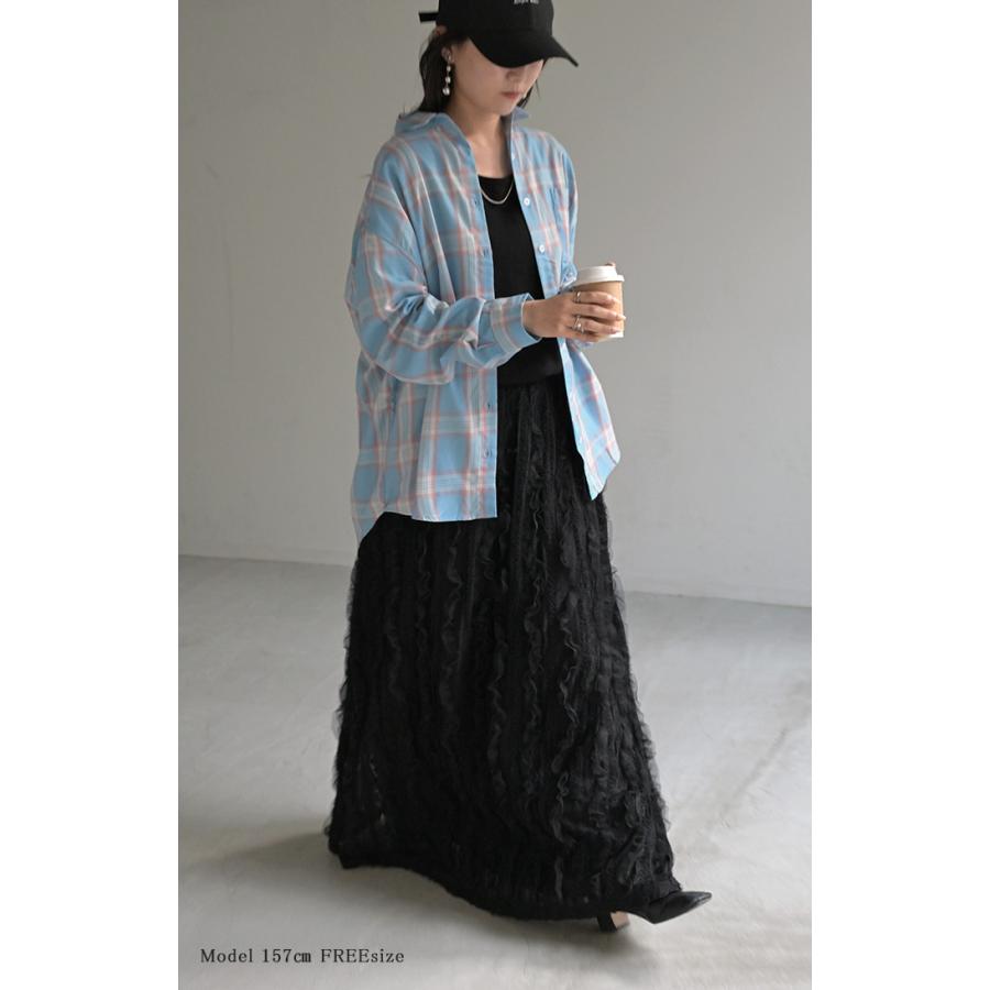 シャツ チェック柄 レディース トップス チェック チェックシャツ チェック柄シャツ 柄 ロング ブラウス | HUG.U | 11