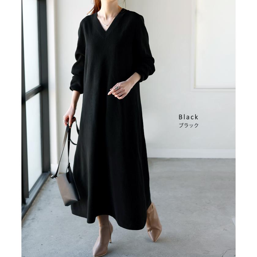 ワンピース ワンピース スポンジニット 選べる 丈 ワンピ レディース ニット 軽量 ロングワンピース Aライン | HUG.U | 18