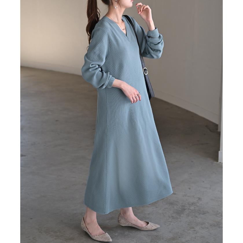 ワンピース ワンピース スポンジニット 選べる 丈 ワンピ レディース ニット 軽量 ロングワンピース Aライン | HUG.U | 10