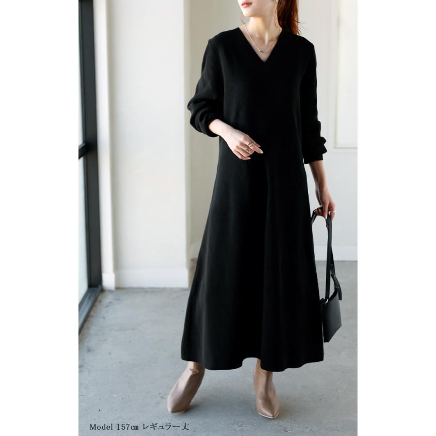 ワンピース ワンピース スポンジニット 選べる 丈 ワンピ レディース ニット 軽量 ロングワンピース Aライン | HUG.U | 12