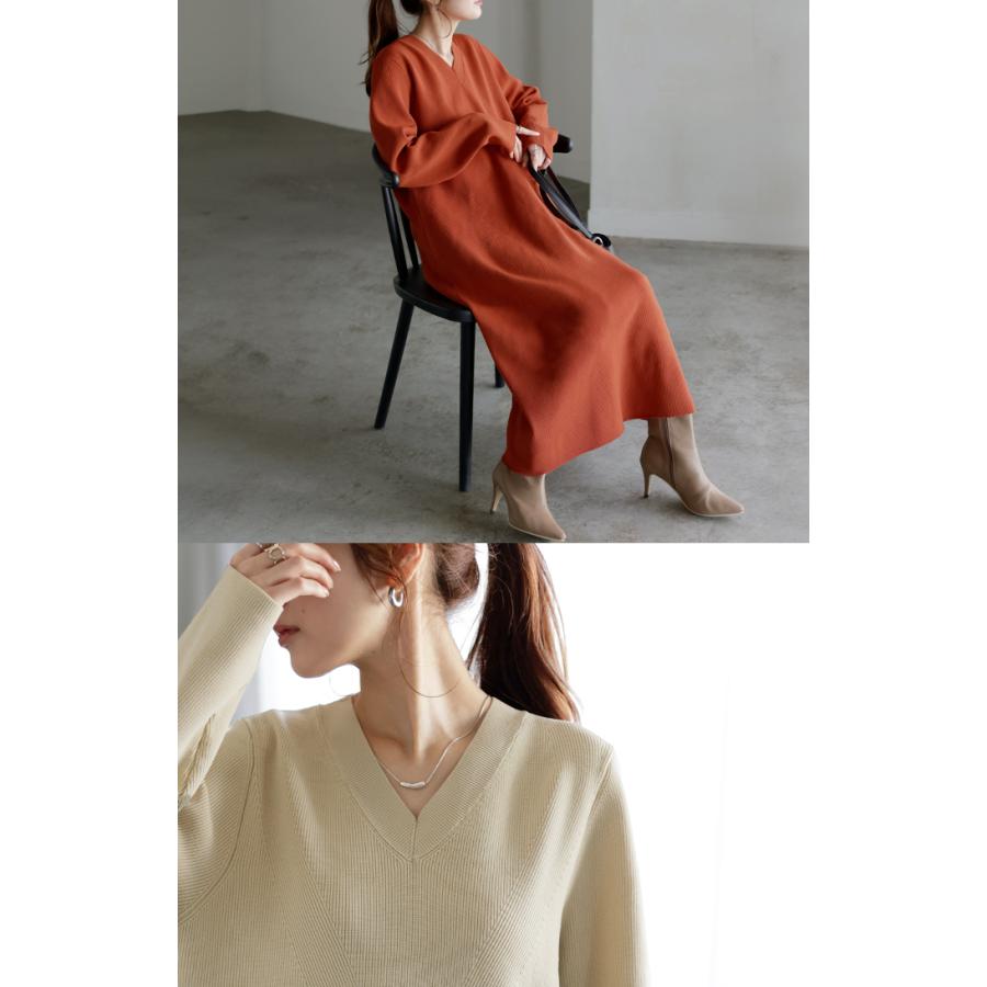 ワンピース ワンピース スポンジニット 選べる 丈 ワンピ レディース ニット 軽量 ロングワンピース Aライン | HUG.U | 14