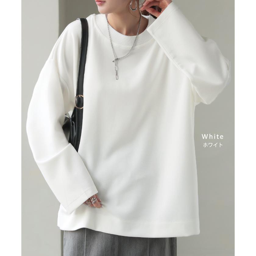 トップス Tシャツ ロンT レディース ポンチ生地 ストレッチ 半袖 長袖 Tシャツ カットソー ロング | HUG.U | 17