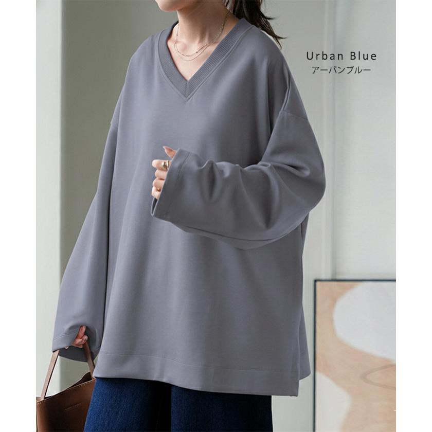 トップス Tシャツ ロンT レディース ポンチ生地 ストレッチ 半袖 長袖 Tシャツ カットソー ロング | HUG.U | 21