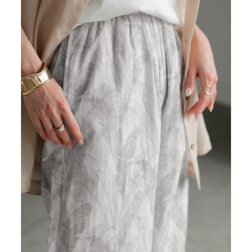 パンツ 綿100％ ボタニカル 柄 レディース ワイド ワイドパンツ ロング ロングパンツ 体型カバー ボトムス ボトム ストレート ズボン ゆったり ハイウエスト | HUG.U | 15