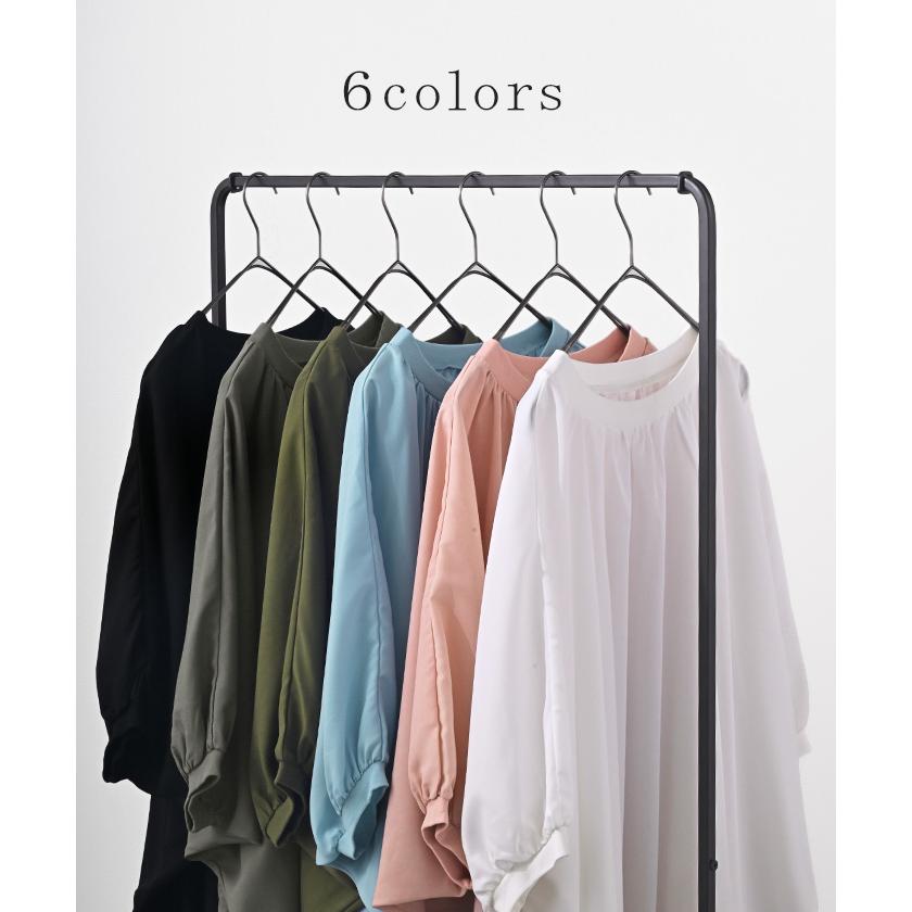 シャツ レディース ノーカラー トップス バンドカラー ドルマン ブラウス ロング ロングシャツ チュニック | HUG.U | 15