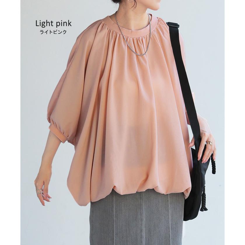 シャツ レディース ノーカラー トップス バンドカラー ドルマン ブラウス ロング ロングシャツ チュニック | HUG.U | 22