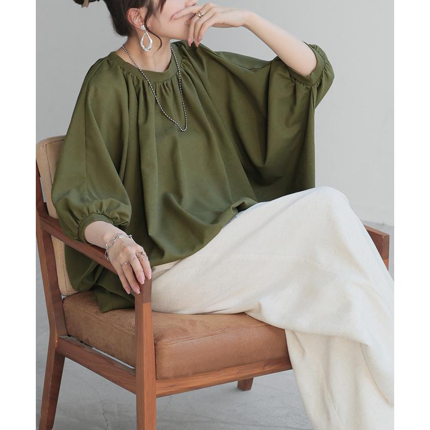 シャツ レディース ノーカラー トップス バンドカラー ドルマン ブラウス ロング ロングシャツ チュニック | HUG.U | 10