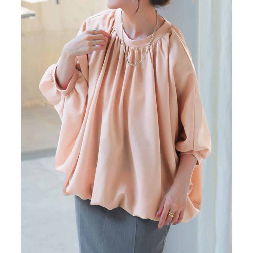 シャツ レディース ノーカラー トップス バンドカラー ドルマン ブラウス ロング ロングシャツ チュニック | HUG.U | 14