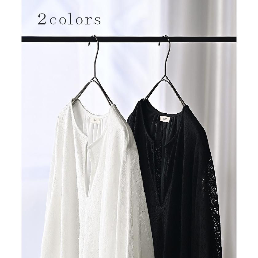 SALE ワンピース 総 レース ロング 長袖 ワンピ 花柄 ダイヤ 透かし編み 透け レディース キーネック 別売り セットアップ 可能 | HUG.U | 11