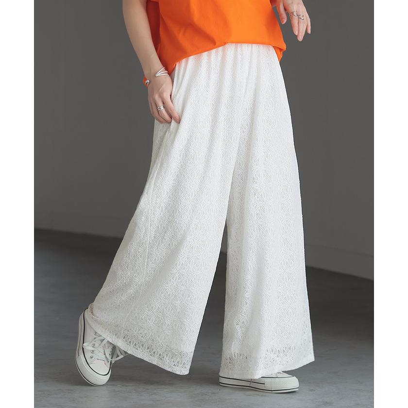 パンツ ワイド 総 レース レディース ワイドパンツ ロング ロングパンツ シアー 透け 別売り セットアップ 可能 | HUG.U | 06