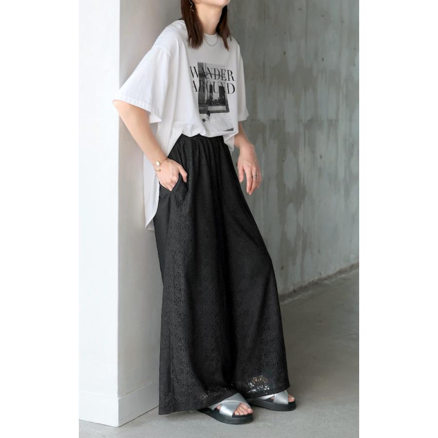 HUG.U パンツ ワイド 総 レース レディース ワイドパンツ ロング