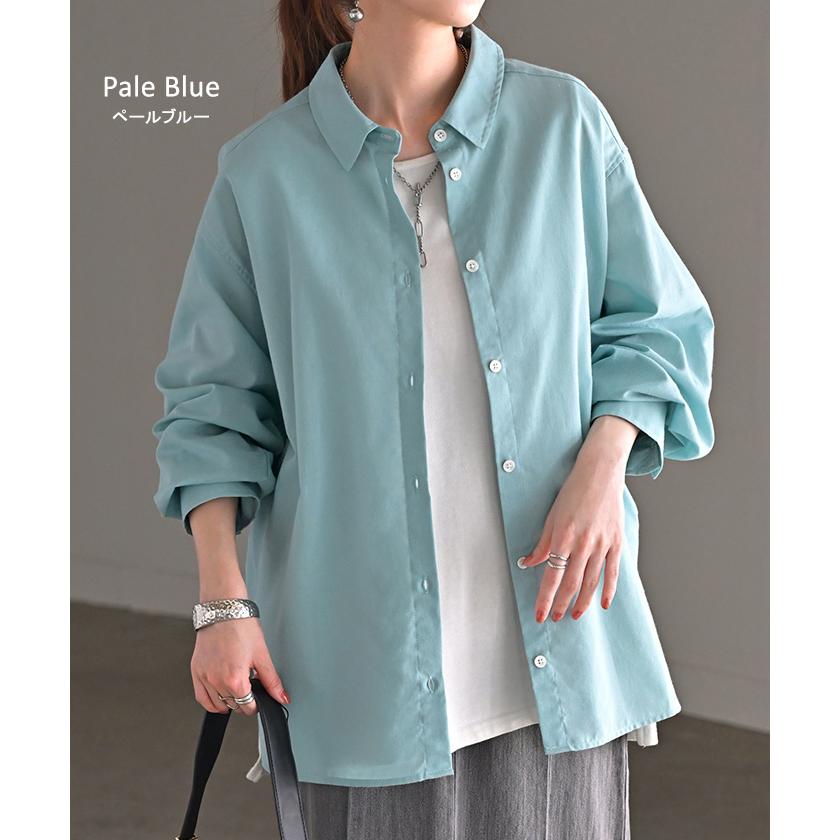 シャツ レディース リネン 風 洗濯機 可能 トップス 接触冷感 イージーケア ブラウス ロング ロングシャツ 麻 風 無地 羽織 ライトアウター きれいめ ゆったり | HUG.U | 17