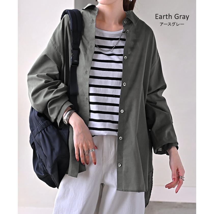 シャツ レディース リネン 風 洗濯機 可能 トップス 接触冷感 イージーケア ブラウス ロング ロングシャツ 麻 風 無地 羽織 ライトアウター きれいめ ゆったり | HUG.U | 18