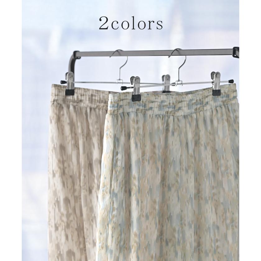 パンツ 柄 ワイド シフォン レディース 総柄 ペイント ワイドパンツ ロング ロングパンツ シフォンパンツ 体型カバー ボトムス ボトム ストレート ゆったり | HUG.U | 12