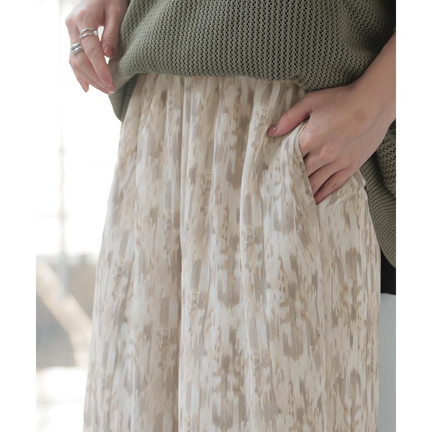 パンツ 柄 ワイド シフォン レディース 総柄 ペイント ワイドパンツ ロング ロングパンツ シフォンパンツ 体型カバー ボトムス ボトム ストレート ゆったり | HUG.U | 17