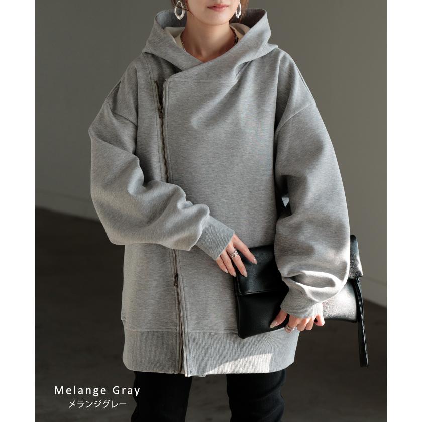 パーカー チュニック アシメ スポーティー アウター レディース ライトアウター トップス トレーナー フード | HUG.U | 16