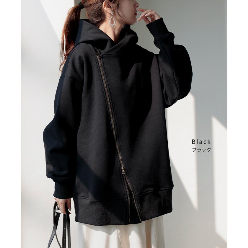 パーカー チュニック アシメ スポーティー アウター レディース ライトアウター トップス トレーナー フード | HUG.U | 17