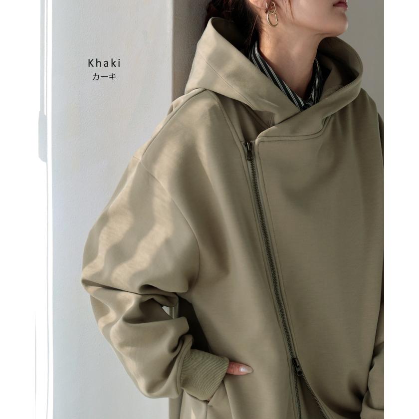 パーカー チュニック アシメ スポーティー アウター レディース ライトアウター トップス トレーナー フード | HUG.U | 21