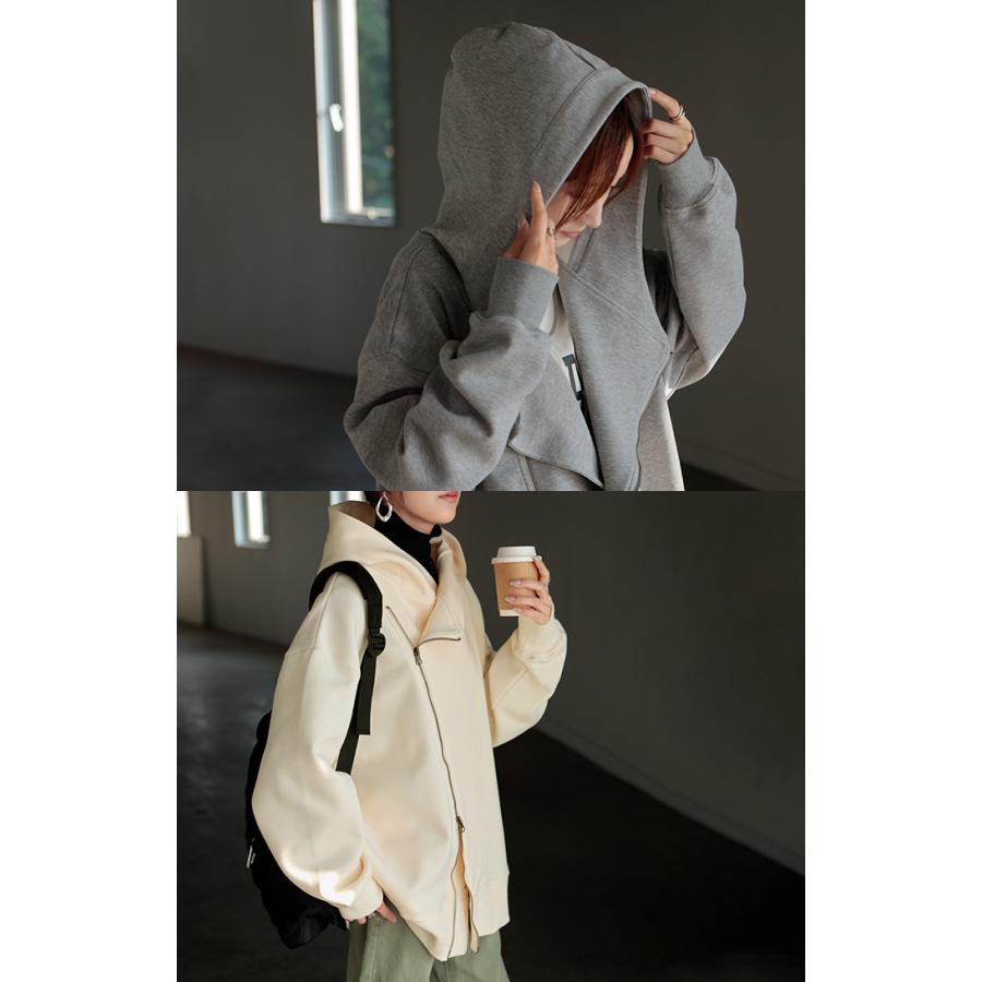 パーカー チュニック アシメ スポーティー アウター レディース ライトアウター トップス トレーナー フード | HUG.U | 22