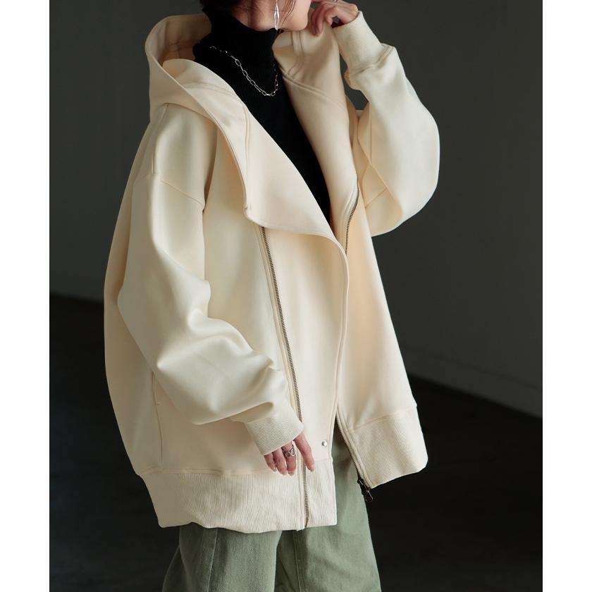 パーカー チュニック アシメ スポーティー アウター レディース ライトアウター トップス トレーナー フード | HUG.U | 07