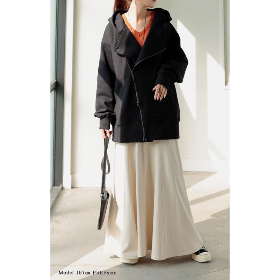 パーカー チュニック アシメ スポーティー アウター レディース ライトアウター トップス トレーナー フード | HUG.U | 08