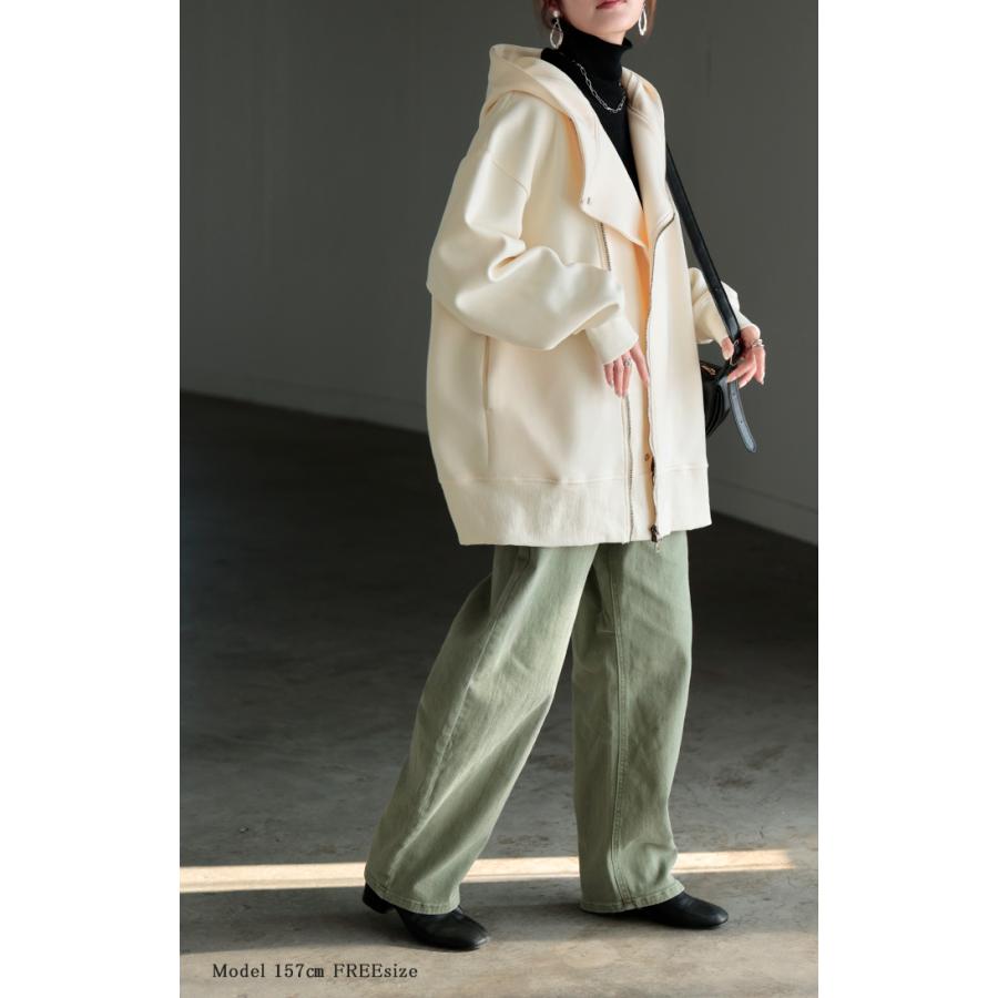 パーカー チュニック アシメ スポーティー アウター レディース ライトアウター トップス トレーナー フード | HUG.U | 10