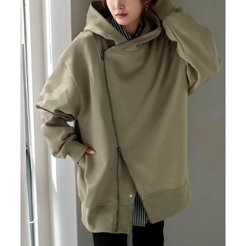 パーカー チュニック アシメ スポーティー アウター レディース ライトアウター トップス トレーナー フード | HUG.U | 11