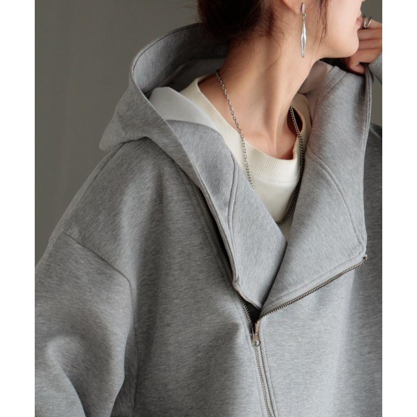 パーカー チュニック アシメ スポーティー アウター レディース ライトアウター トップス トレーナー フード | HUG.U | 12