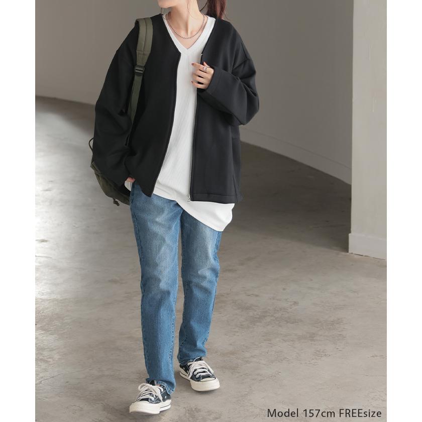 ジャケット ダンボール アウター レディース ロング トップス オーバー ドルマン ニット ジャンパー | HUG.U | 20