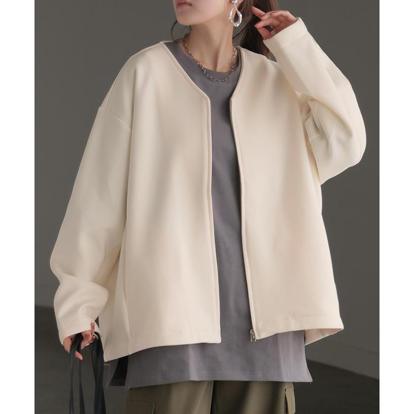 ジャケット ダンボール アウター レディース ロング トップス オーバー ドルマン ニット ジャンパー | HUG.U | 07