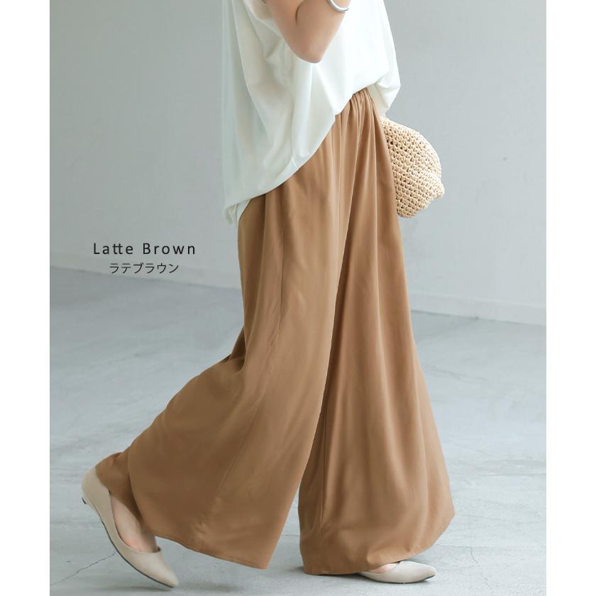 パンツ ワイド 選べる 丈 接触冷感 レディース ワイドパンツ ロング ロングパンツ 体型カバー ボトムス ボトム | HUG.U | 16
