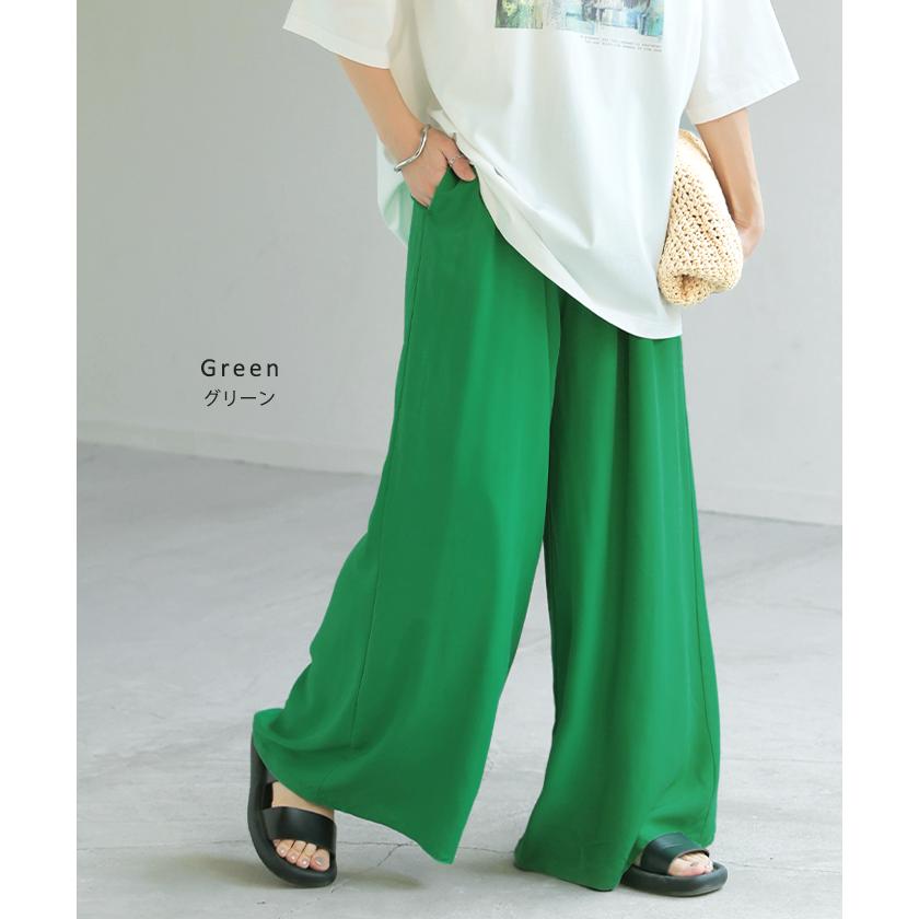 パンツ ワイド 選べる 丈 接触冷感 レディース ワイドパンツ ロング ロングパンツ 体型カバー ボトムス ボトム | HUG.U | 25
