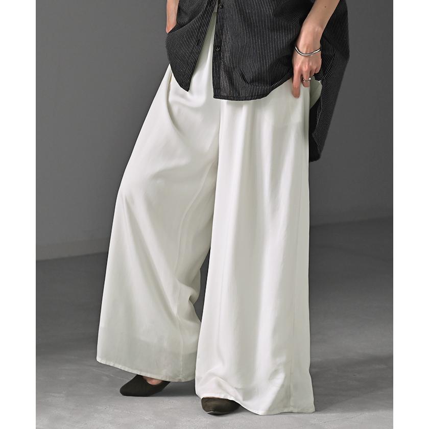 パンツ ワイド 選べる 丈 接触冷感 レディース ワイドパンツ ロング ロングパンツ 体型カバー ボトムス ボトム | HUG.U | 11