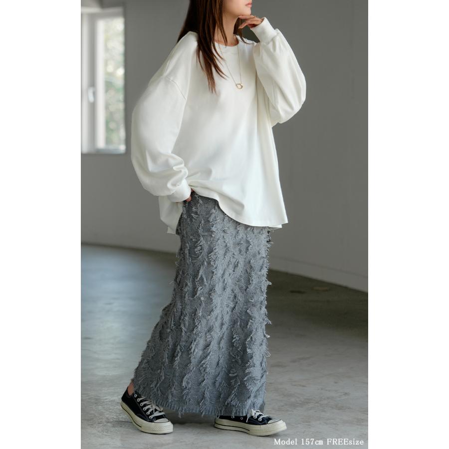 トップス レディース 長袖 Tシャツ カットソー ロング ティーシャツ チュニック ビッグ Vネック クルーネック 長い ドルマン ゆったり 無地 体型カバー | HUG.U | 20