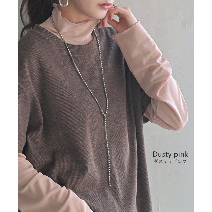 シアートップス レイヤード インナー トップス レディース シアー シースルー シアーインナー ハイネック 無地 長袖 薄手 透け ロング メッシュ メロウ きれいめ | HUG.U | 18