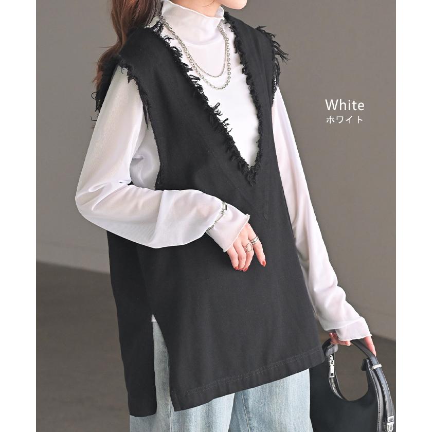 シアートップス レイヤード インナー トップス レディース シアー シースルー シアーインナー ハイネック 無地 長袖 薄手 透け ロング メッシュ メロウ きれいめ | HUG.U | 19