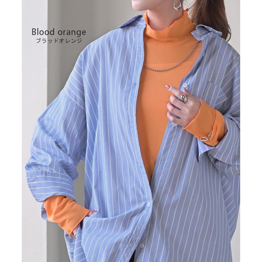 シアートップス レイヤード インナー トップス レディース シアー シースルー シアーインナー ハイネック 無地 長袖 薄手 透け ロング メッシュ メロウ きれいめ | HUG.U | 22