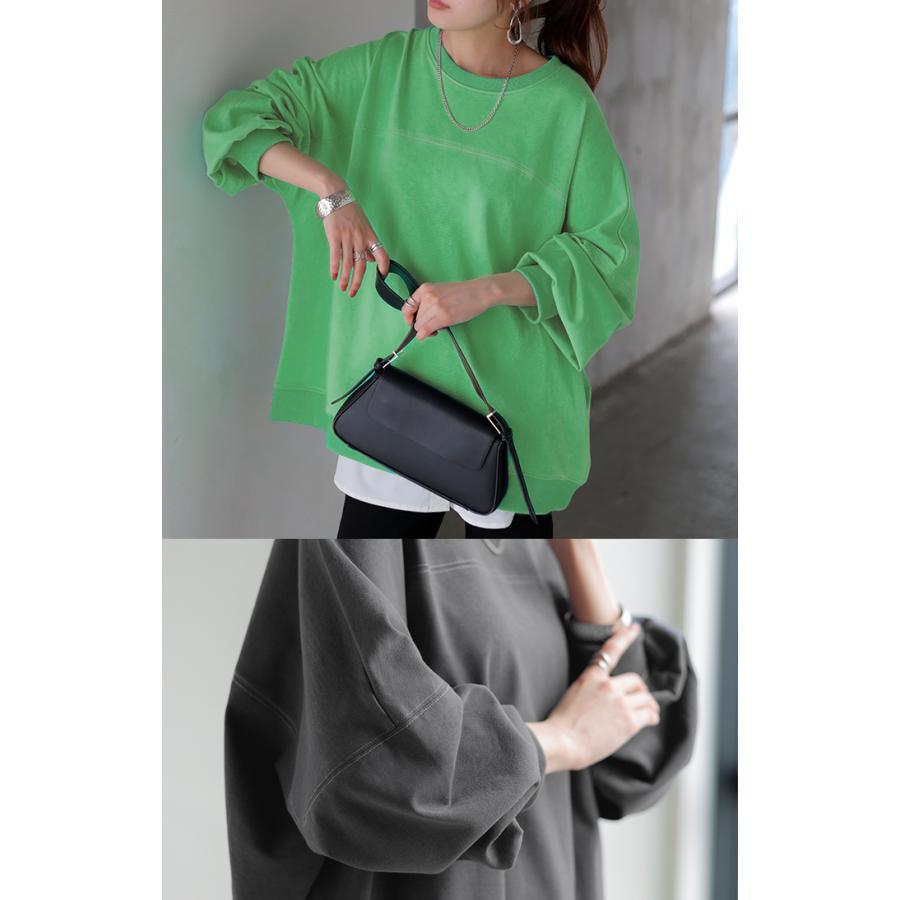 ロンT 配色 ステッチ レディース トップス 長袖 Tシャツ カットソー ロング ティーシャツ ビッグ プラスサイズ | HUG.U | 26