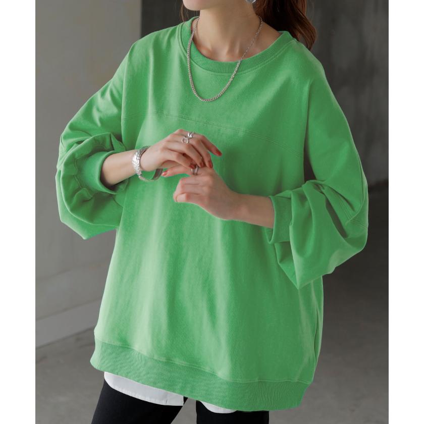 ロンT 配色 ステッチ レディース トップス 長袖 Tシャツ カットソー ロング ティーシャツ ビッグ プラスサイズ | HUG.U | 10