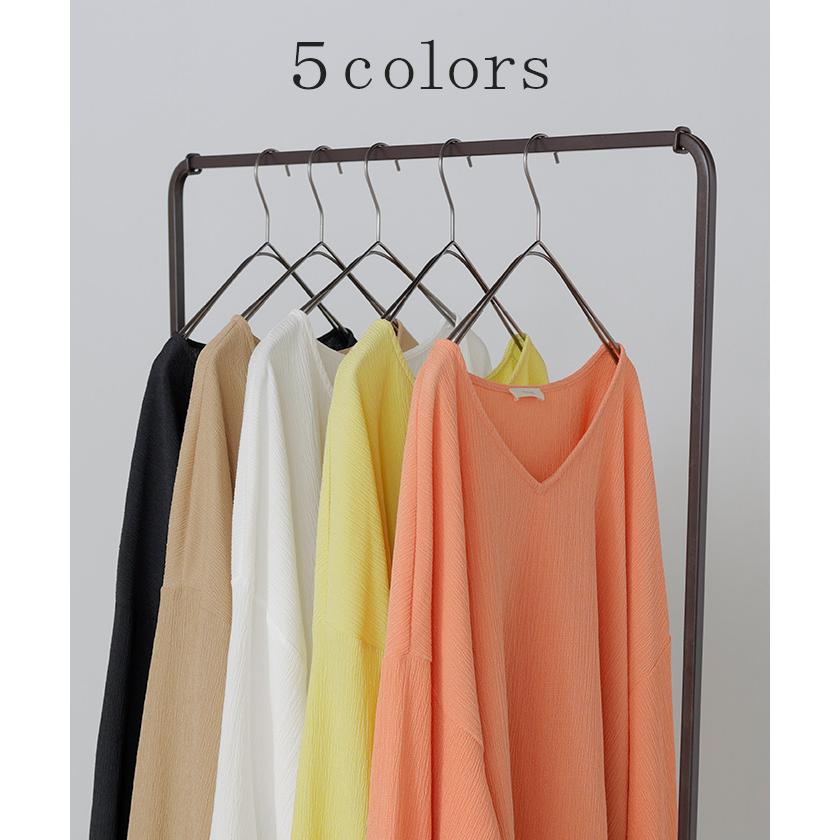 シャツ 楊柳シャツ レディース Ｖネック チュニック トップス ブラウス ロング ロングシャツ チュニック | HUG.U | 14