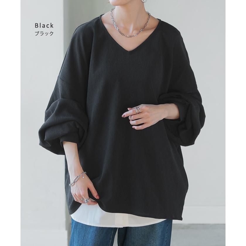 シャツ 楊柳シャツ レディース Ｖネック チュニック トップス ブラウス ロング ロングシャツ チュニック | HUG.U | 20