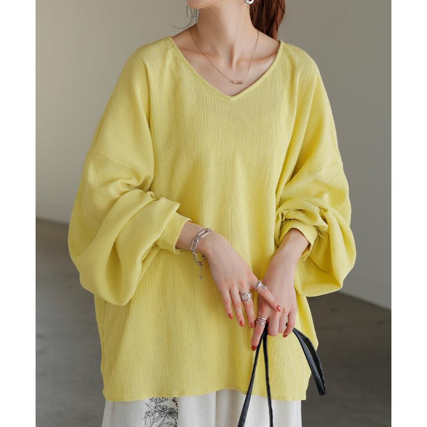 シャツ 楊柳シャツ レディース Ｖネック チュニック トップス ブラウス ロング ロングシャツ チュニック | HUG.U | 09