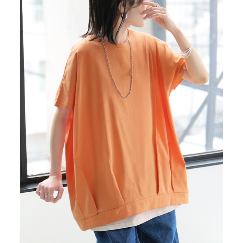 【値引き交渉可！】新品 ナノユニバース 春夏トップス チュニックTシャツ 透け感 M号 HUG.U（ハグユー） Tシャツ 接触冷感 タック レディース トップス